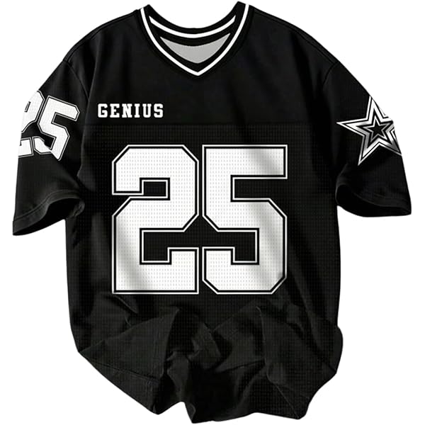 GORGLITTER Men's Number Graphic Jersey Shirts Short Sleeve V Neck